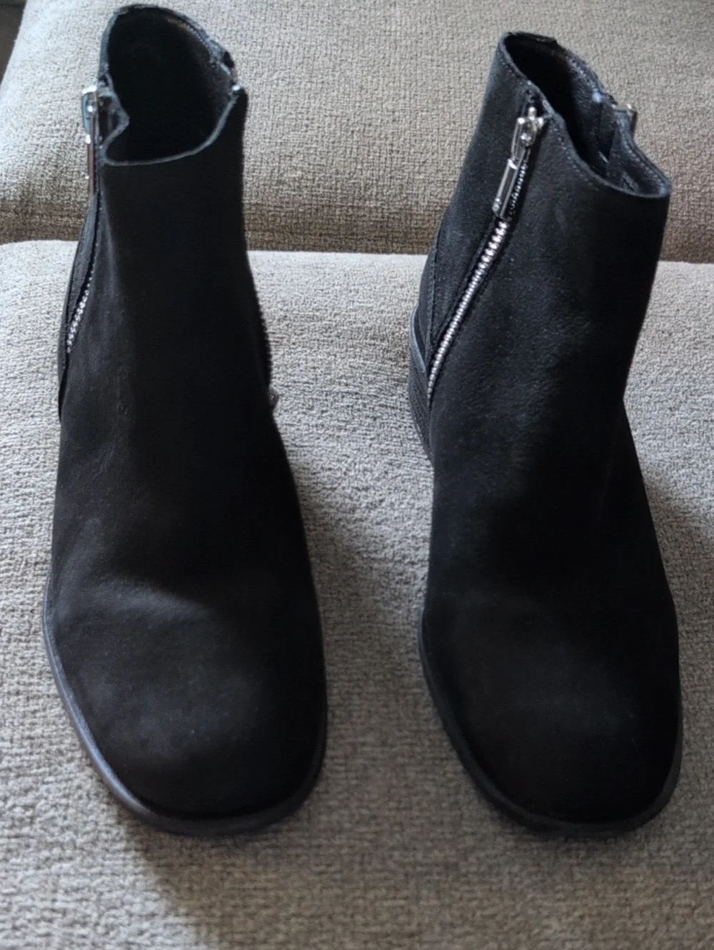 Women's Black Suede Ankle Boots with Side Zippers Brand New